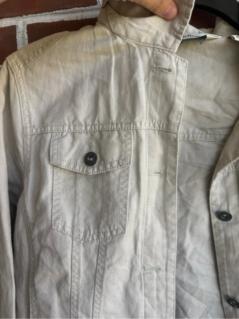 L.L. Bean Cotton Linen Blend Cream Trucker Jacket / Jean Jacket Style